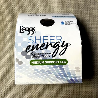 NEW L'eggs Sheer Energy  Compression Sheer Tights - Size Q - Off Black